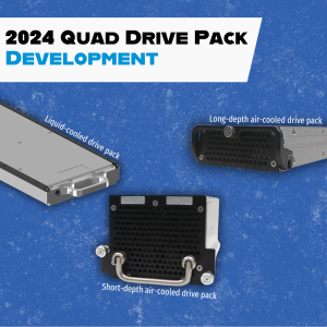 Infographic that shows three of Crystal Group's recent quad drive pack developments.